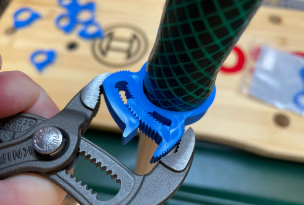 Хомут силовой пластиковый для соединения элементов круглой формы «Клип-Трек» («Clip-Track»)﻿ Ø18-15, синий